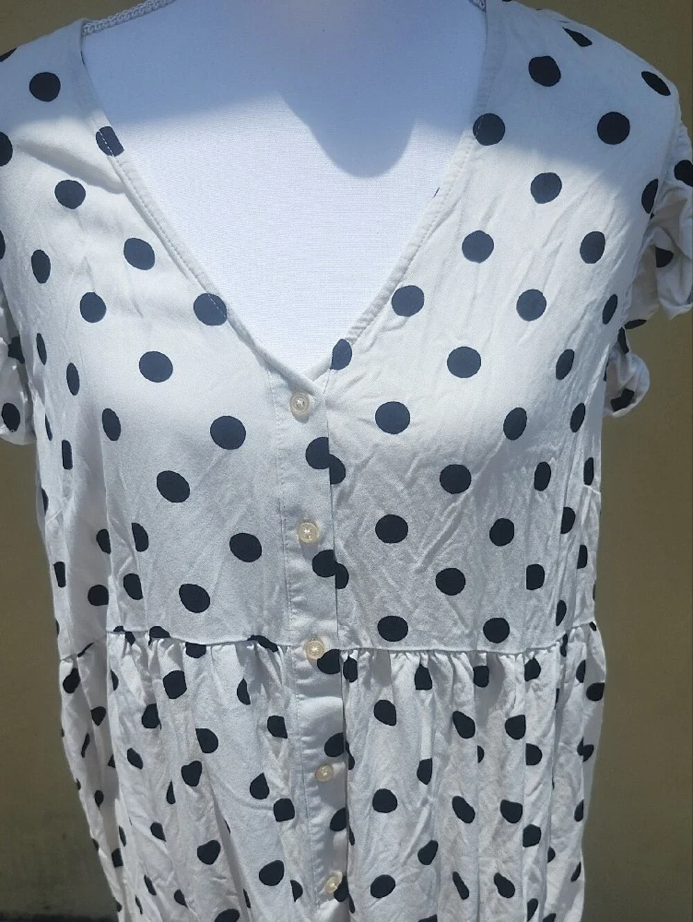GAP Maternity Cream  Blouse with Black Polka Dots